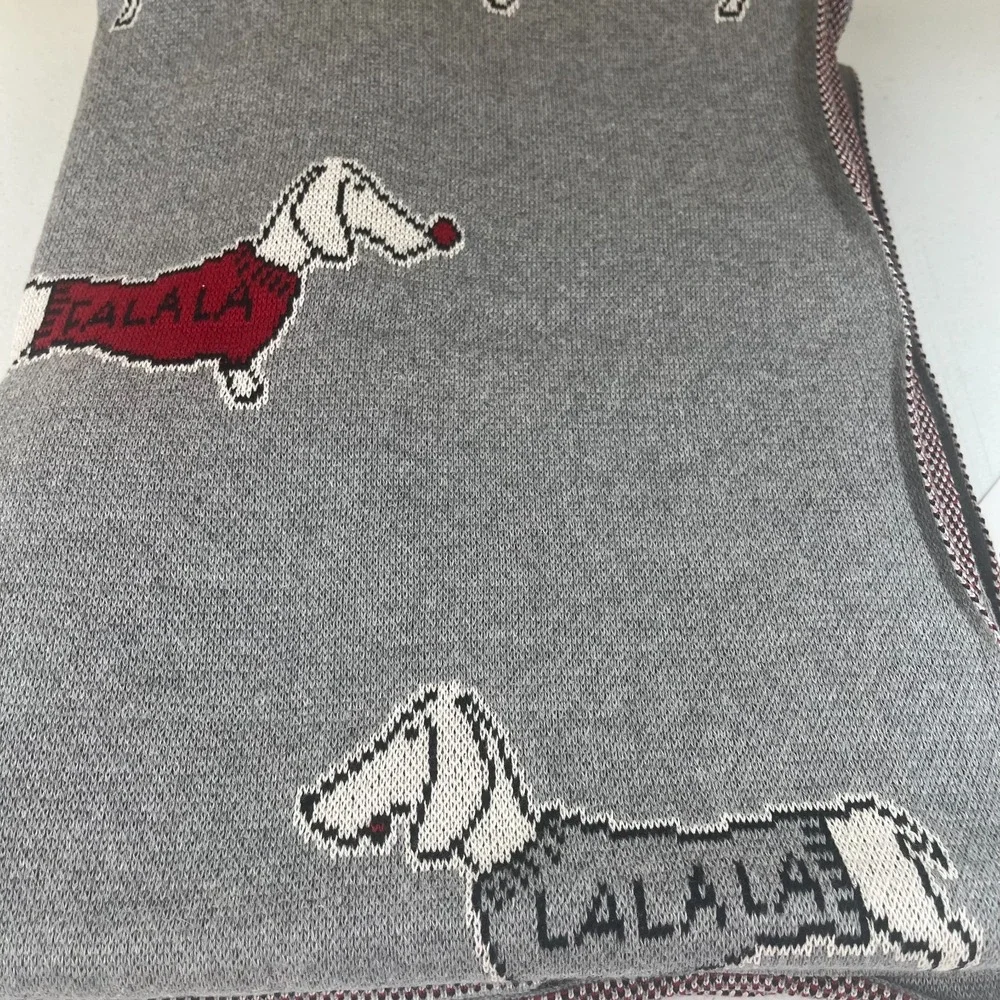 Love Sweater Knit Lalala Dachshunds 100% Cotton Throw Blanket 50x60 Red Doxies
